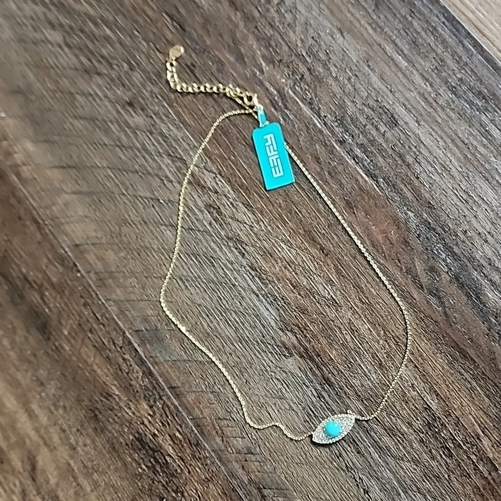 Effy 14k yellow gold diamond turquoise necklace - Picture 2 of 4
